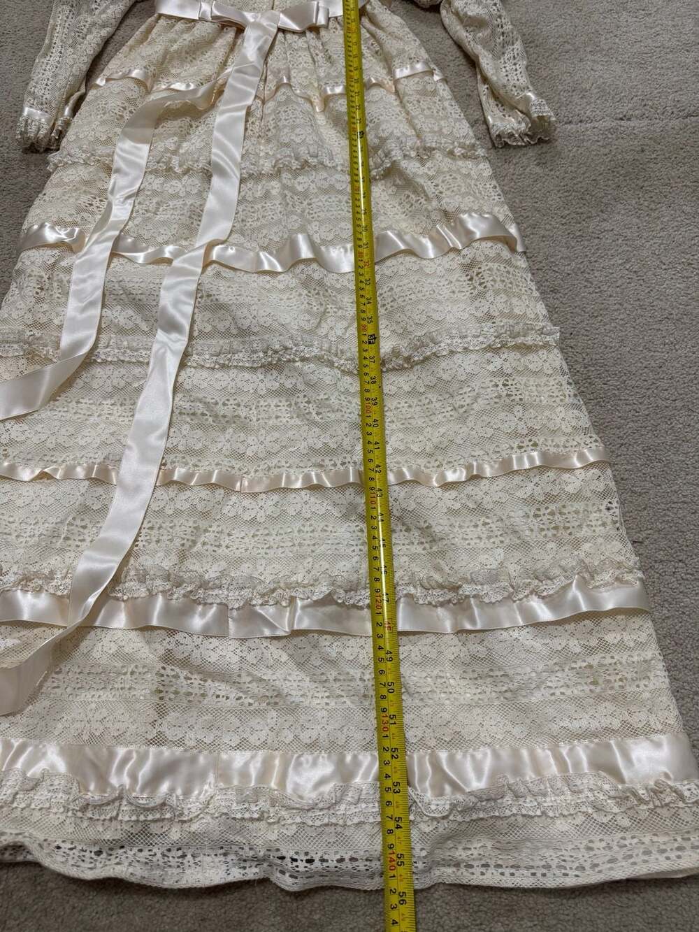 Vintage 1970s Emma Domb Victorian Revival Lace Tiered Maxi Wedding Dress Sz 11 - Picture 8 of 16